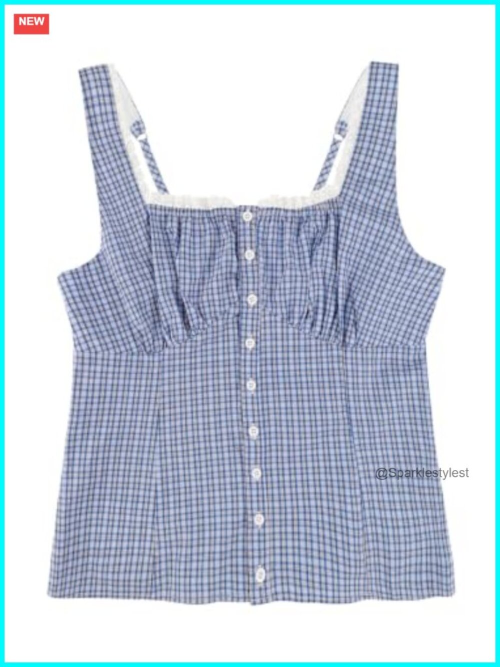 Gingham Tank Top 100% Cotton Smocked Back Peplum Hem Adjustable Straps